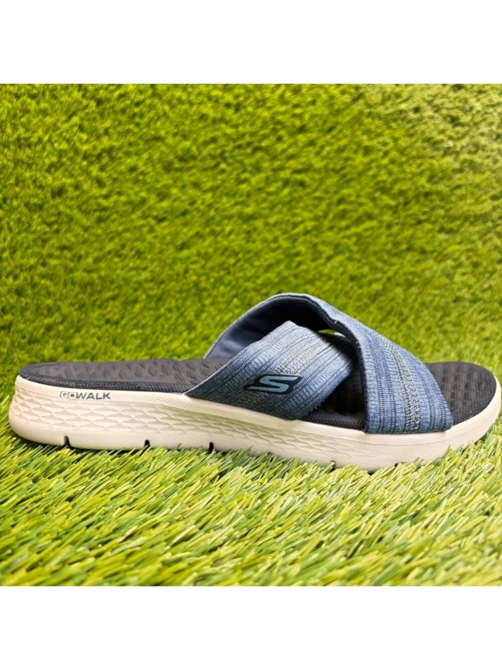 Skechers Go Walk Flex Sandal Impressed Womens Size 7D Blue Casual Slide Sandals